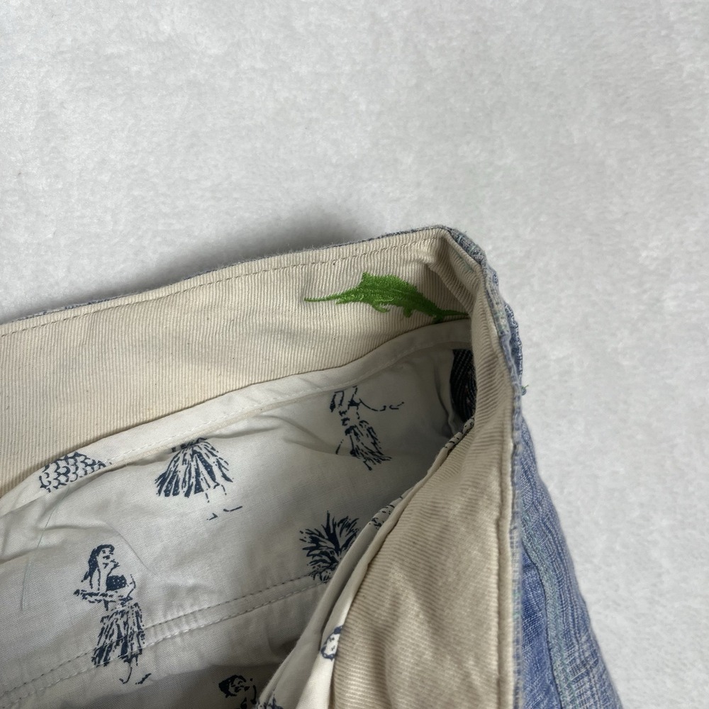 Tommy Bahama Linen Shorts 35x11 Men's Blue Plaid Flat Front 5 Pocket Seersucker - Picture 5 of 11